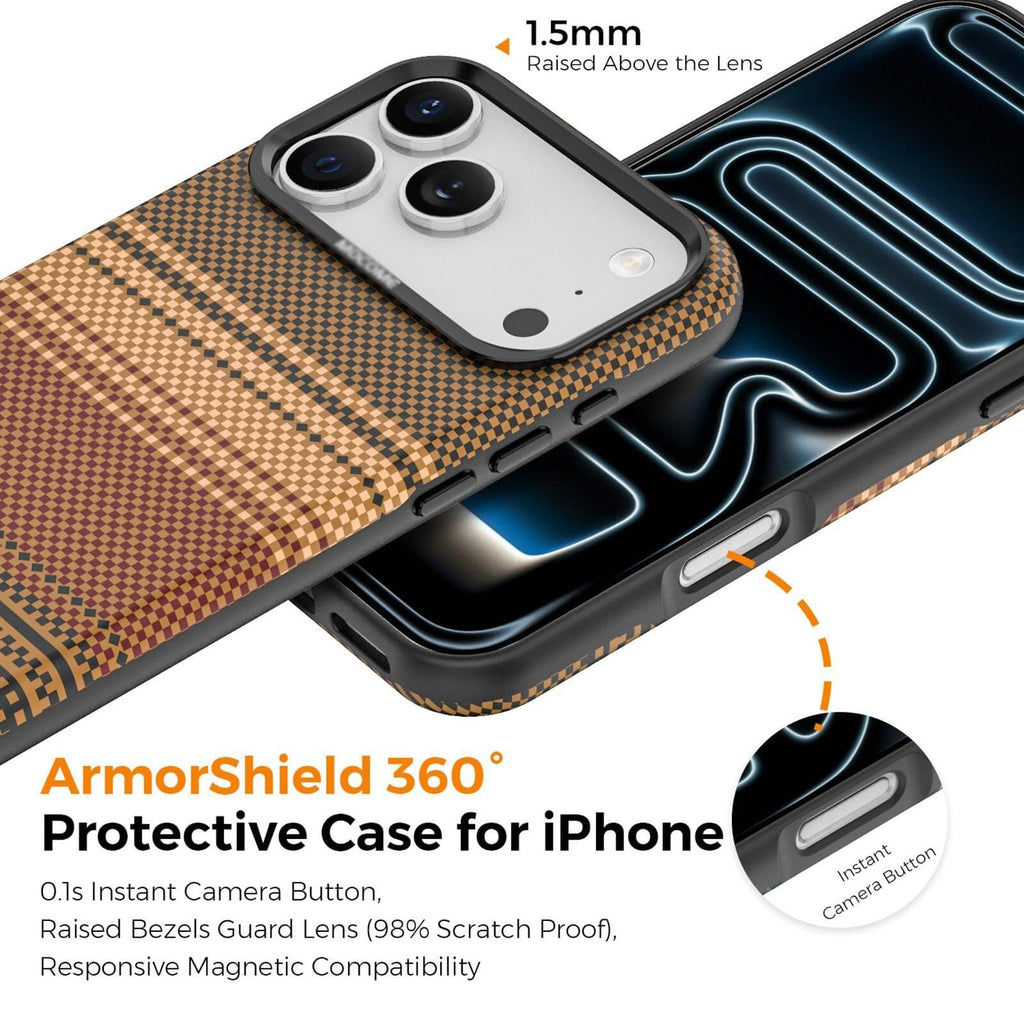 Magnetic Case for iPhone 17/17Air/17Pro/17Pro Max, Carbon Fiber Pattern Leather Cover, with Metal Frame Lens Protection Case